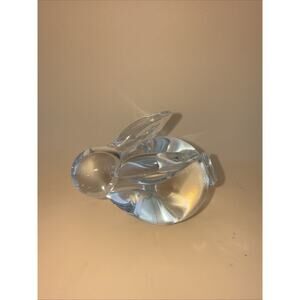 Vintage 3" Clear Art Glass Bunny Rabbit Paperweight Figurine Controlled Bubbles